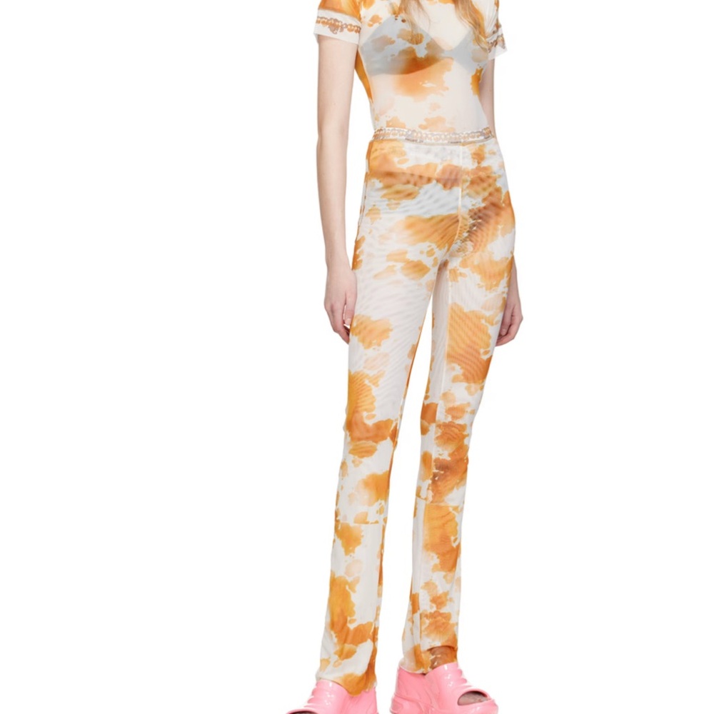 Vibrant Orange Tie-Dye Women's Straight Leg Pants